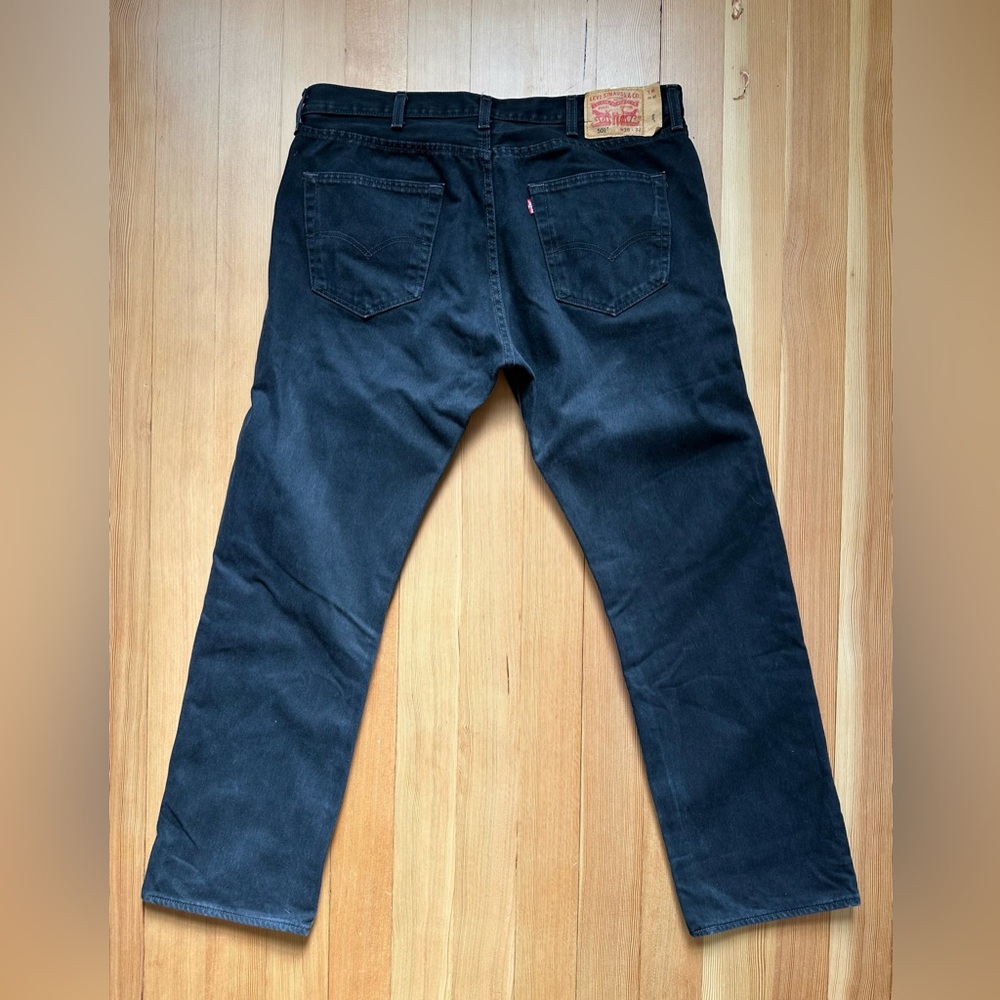 Levi’s 501 Button Fly Jeans Men’s 38x32 Straight Leg Black Made In Mexico - Picture 3 of 12